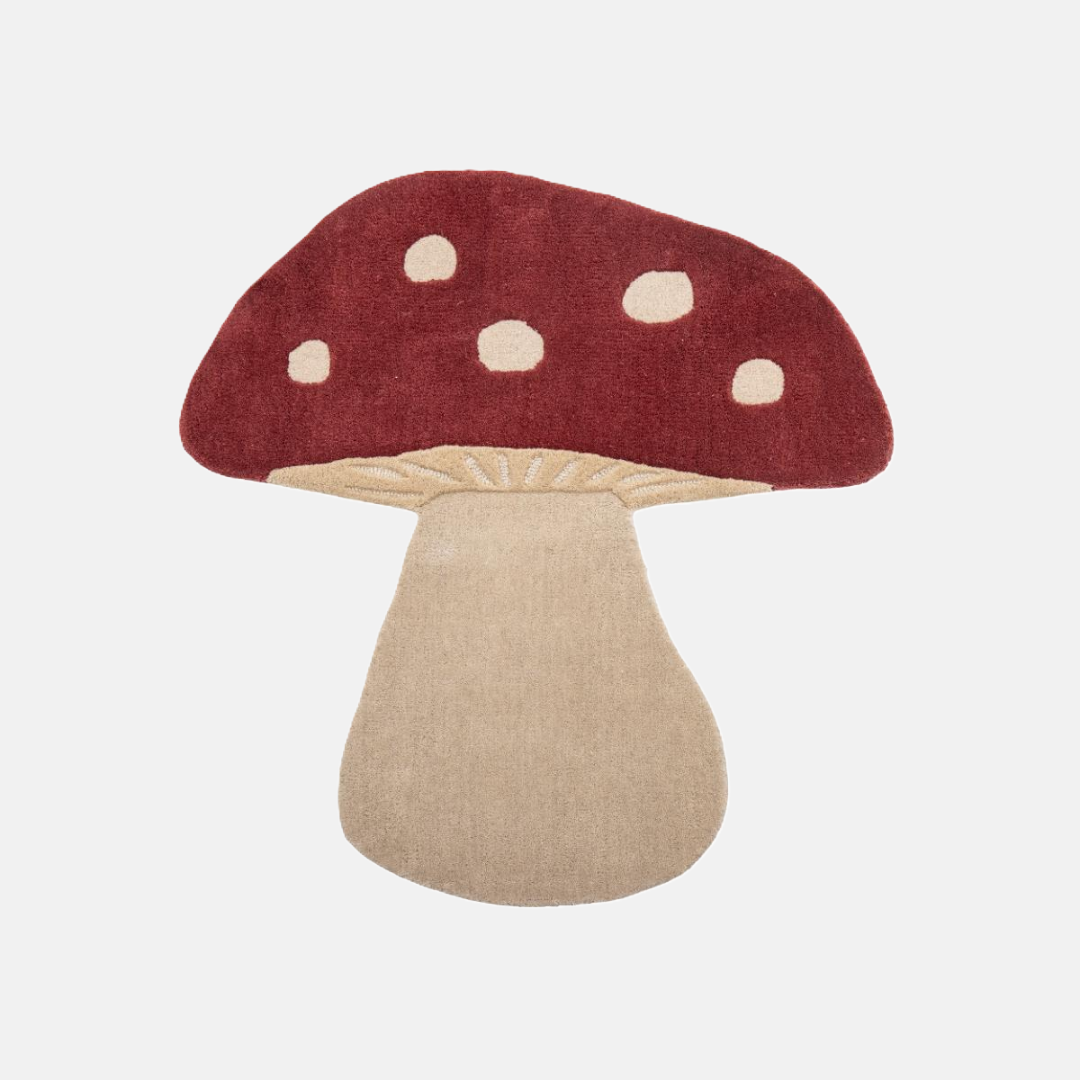 Bloomingville Vlněný koberec ve tvaru houby červený