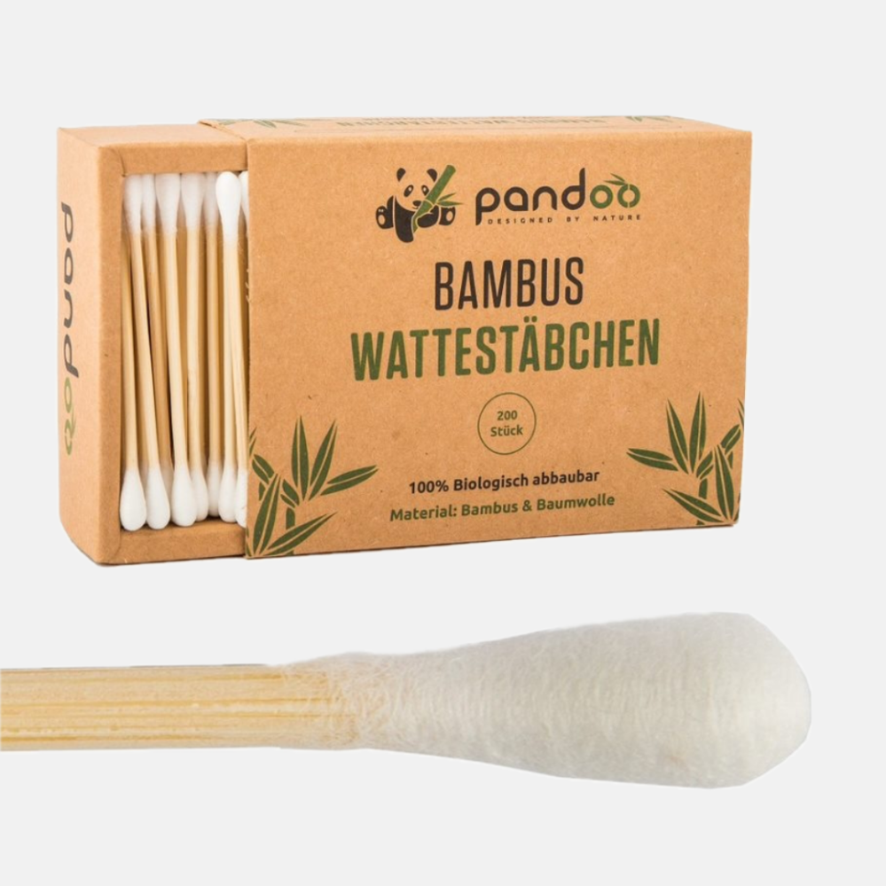 Pandoo Bambusové vatové tyčinky do uší s bio bavlnou 200 ks