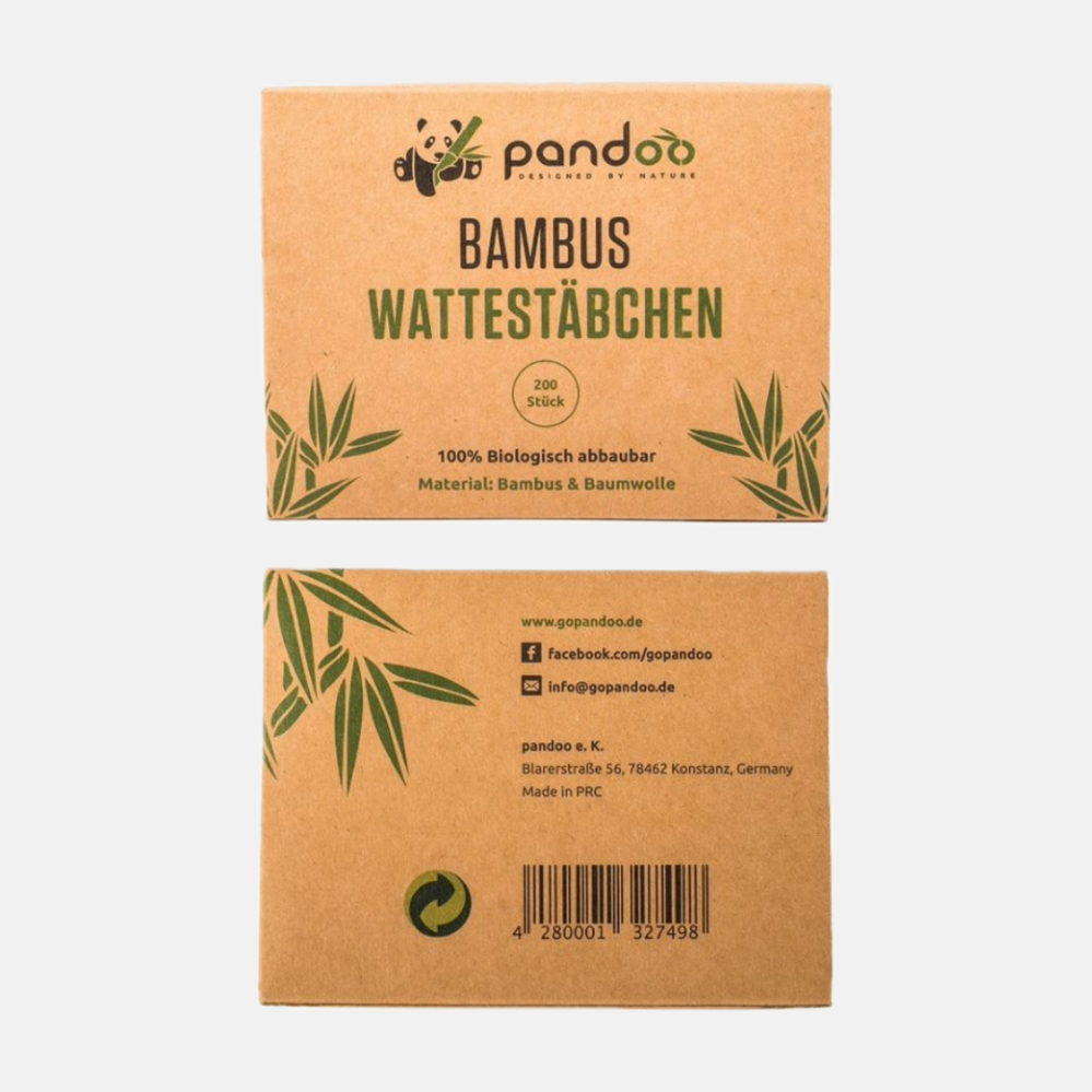 Pandoo Bambusové vatové tyčinky do uší s bio bavlnou 200 ks