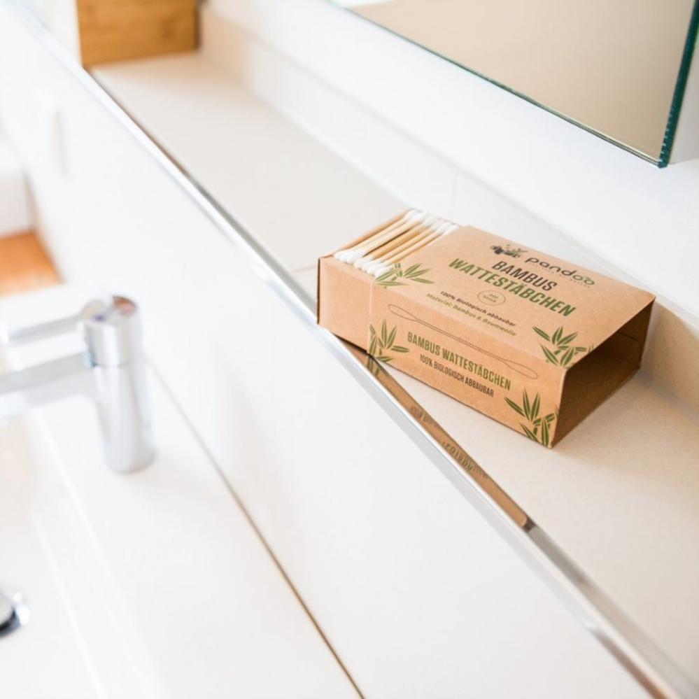 Pandoo Bambusové vatové tyčinky do uší s bio bavlnou 200 ks