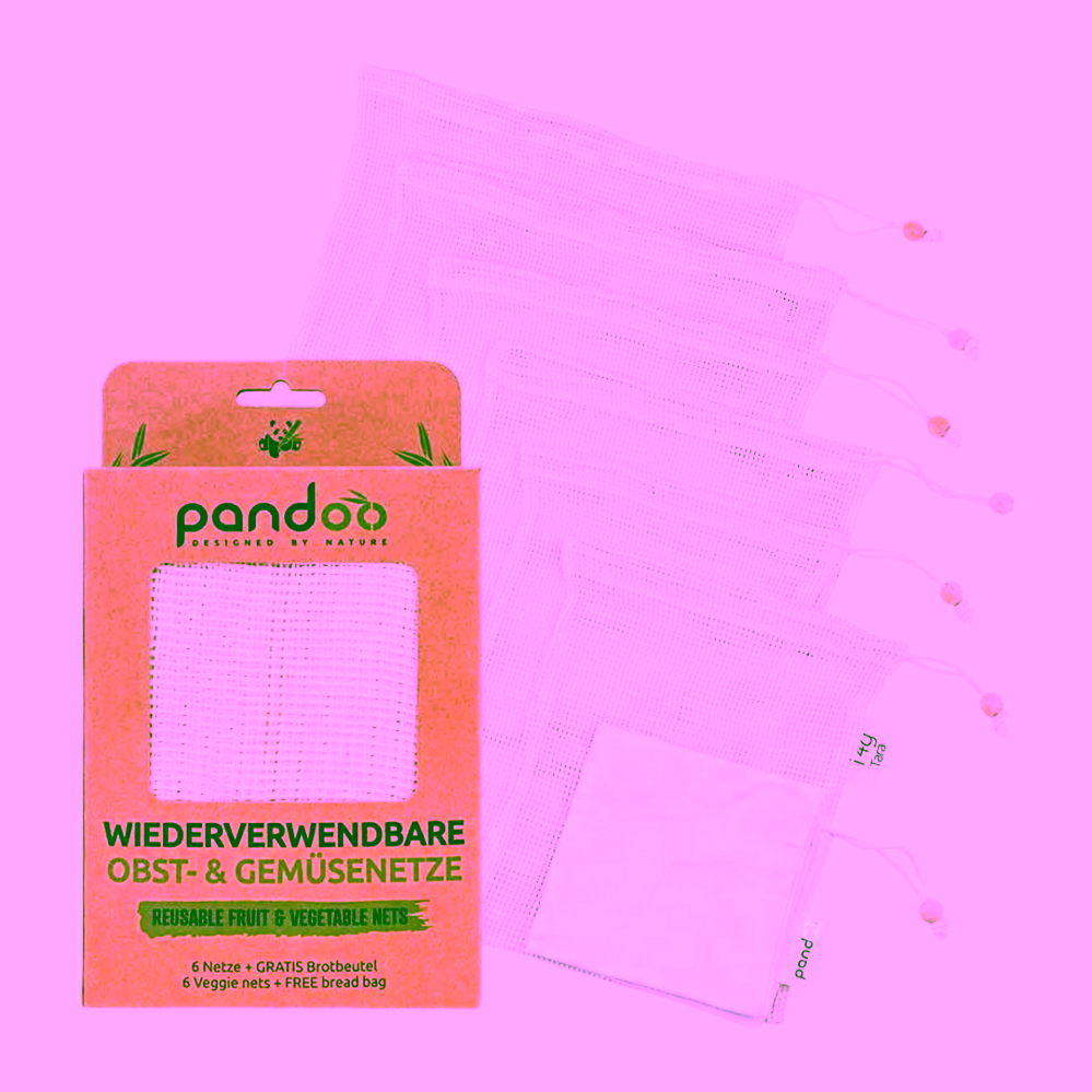 Pandoo Síťový sáček z bio bavlny na ovoce, zeleninu a chleba set 7 ks