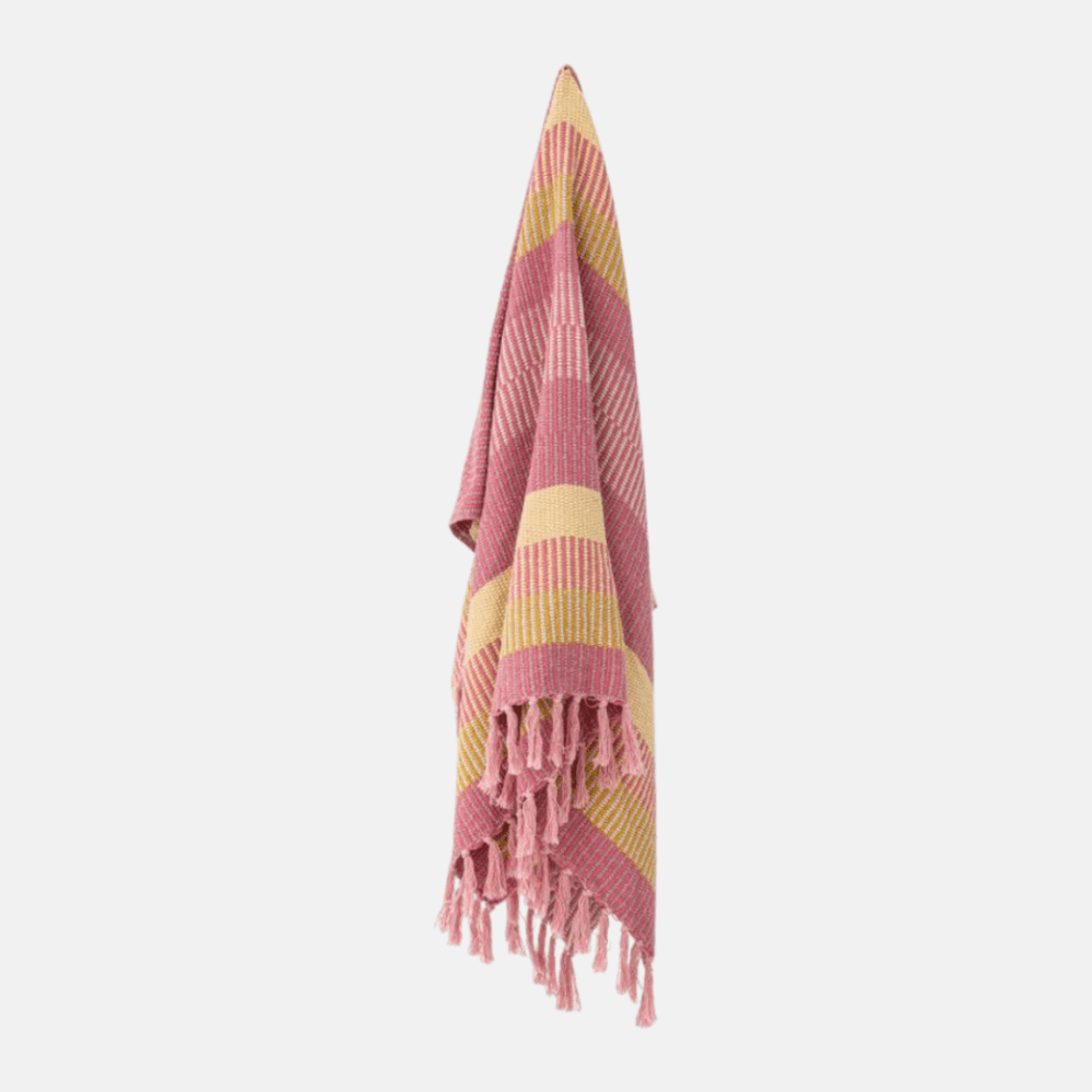 Bloomingville Isnel přehoz z recyklované bavlny růžový