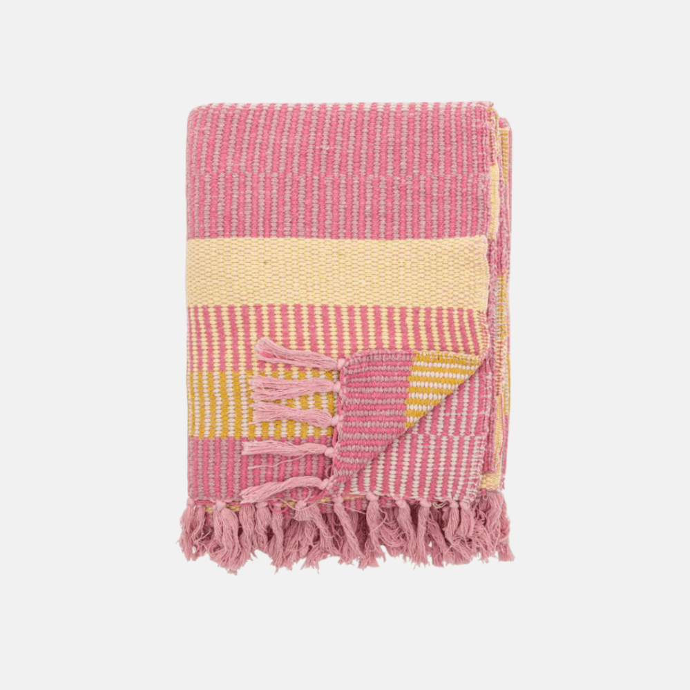 Bloomingville Isnel přehoz z recyklované bavlny růžový