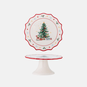 Bloomingville Naive keramický dortový podnos červený