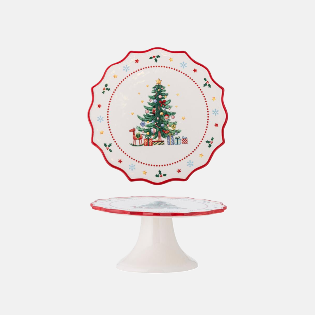 Bloomingville Naive keramický dortový podnos červený