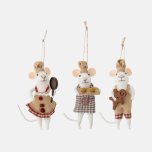 Bloomingville Peo Ornament hnědé vlněné vánoční ozdoby