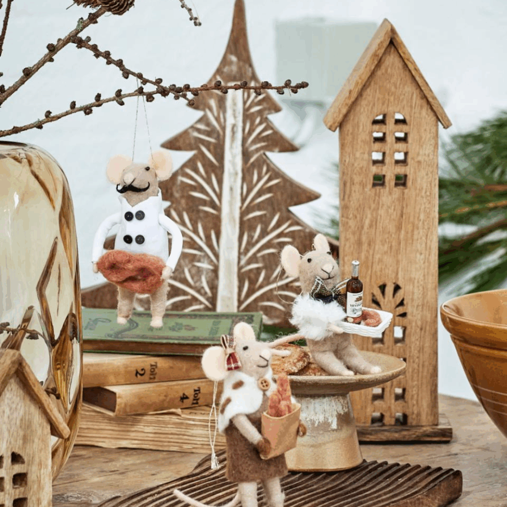 Bloomingville Peo Ornament přírodní vlněné vánoční ozdoby