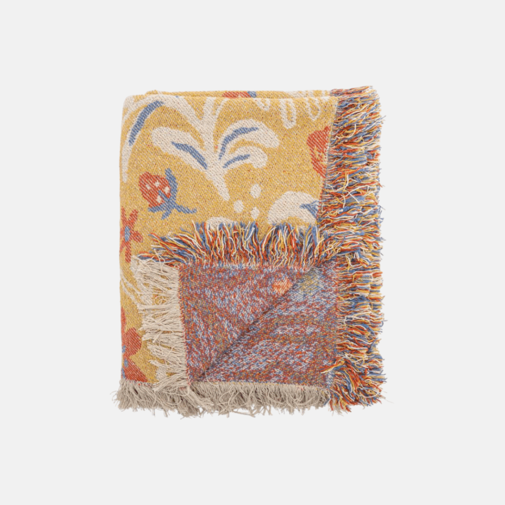 Bloomingville Reims přehoz z recyklované bavlny s květinovým vzorem