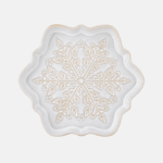 Bloomingville vločka zimní servírovací kameninový talíř bílý