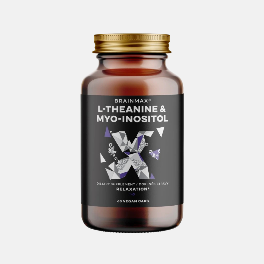 BrainMax L-Theanine & Myo-Inositol, 60 rostlinných kapslí lahvička