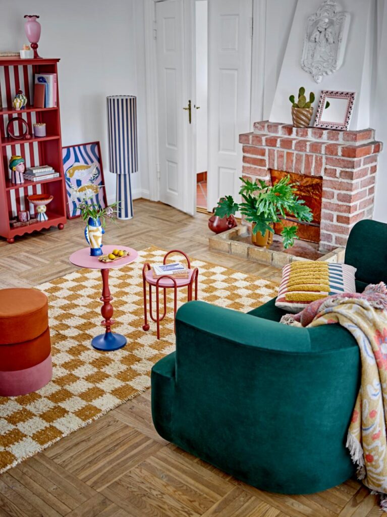 Bloomingville Reims přehoz z recyklované bavlny s květinovým vzorem v interiéru