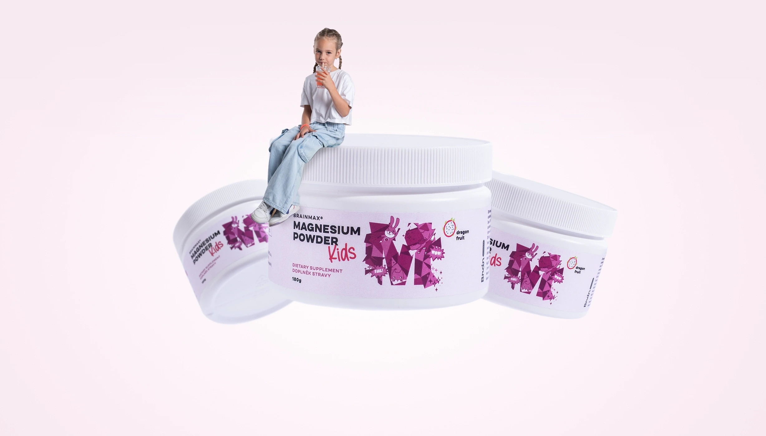 BrainMax KIDS Magnesium Powder, Dračí ovoce, 150 g