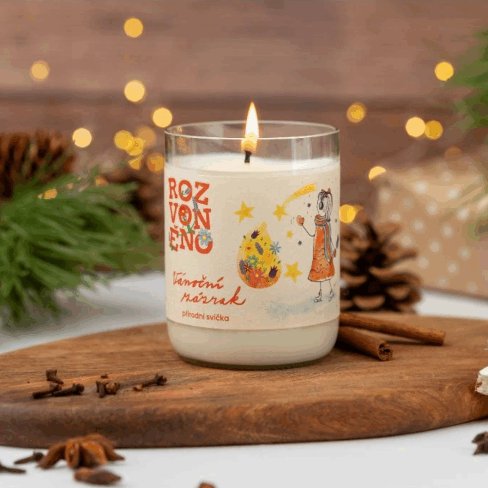 Rozvoněno Vánoční zázrak přírodní svíčka s hřebíčkem, skořicí, badyánem a anýzem 300 ml