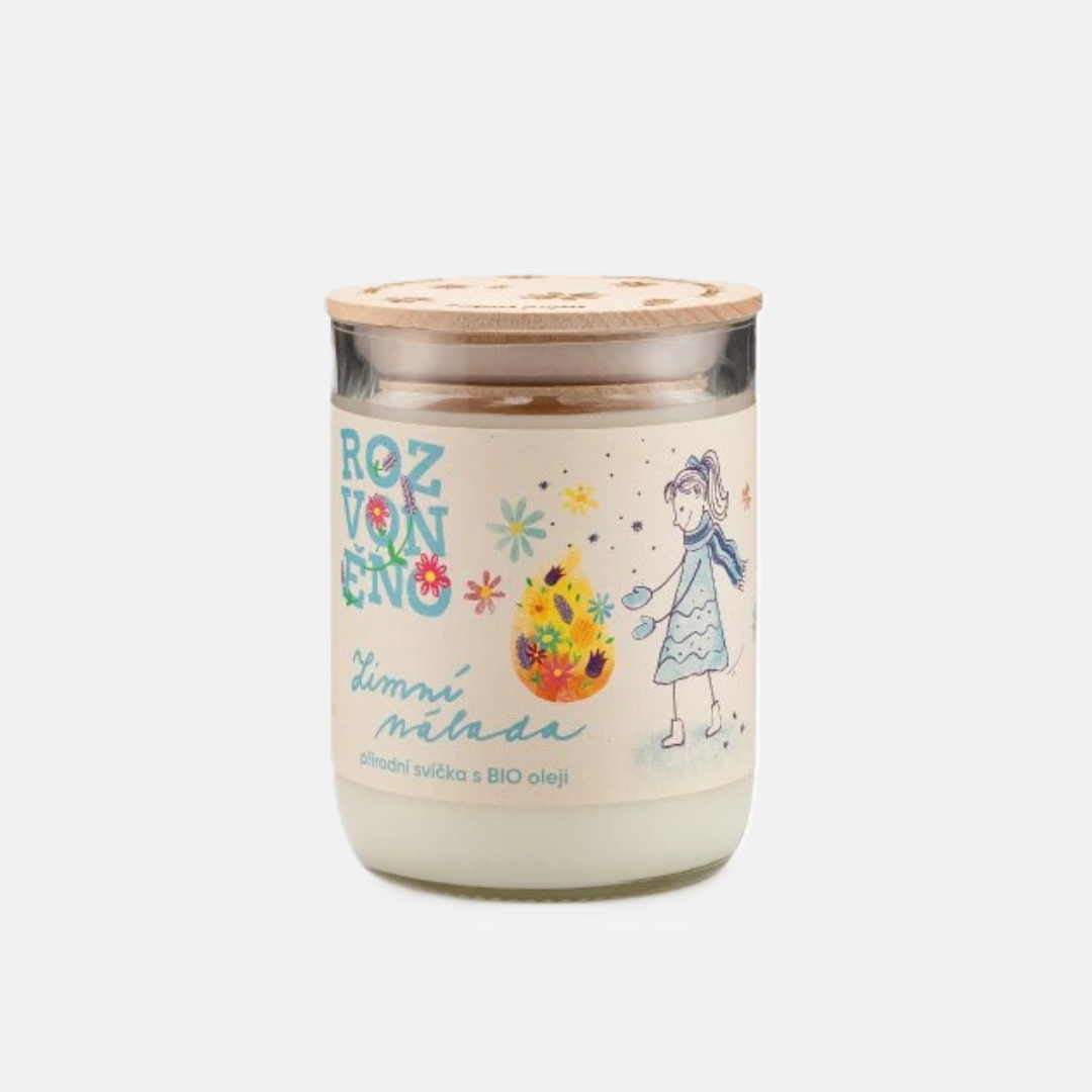 Rozvoněno Zimní nálada přírodní svíčka s pomerančem, hřebíčkem a skořicí 300 ml