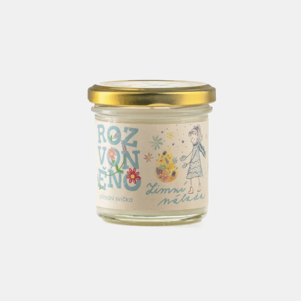 Rozvoněno Zimní nálada přírodní svíčka s pomerančem, hřebíčkem a skořicí 130 ml