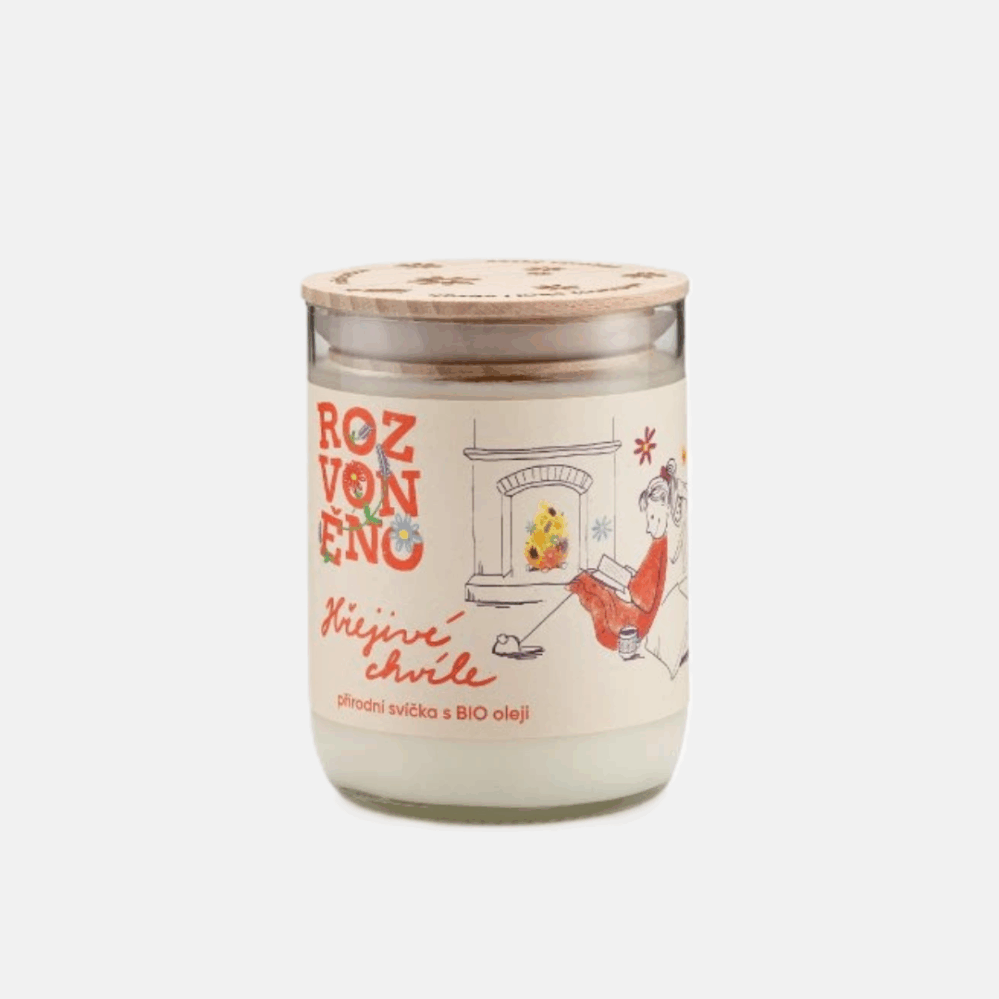 Rozvoněno Hřejivé chvíle přírodní svíčka s BIO zázvorem, citronem a cedrem 300 ml