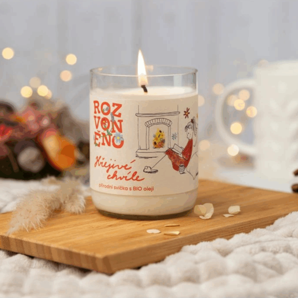 Rozvoněno Hřejivé chvíle přírodní svíčka s BIO zázvorem, citronem a cedrem 300 ml