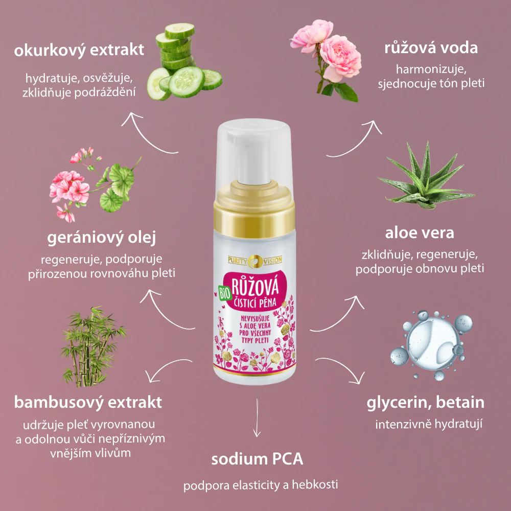 Purity Vision Bio Růžová čistící pěna 90 ml