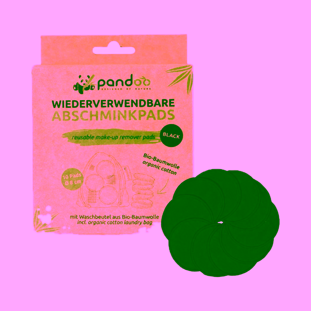 Pandoo Pratelné odličovací tamponky z bio bavlny 10 ks černé
