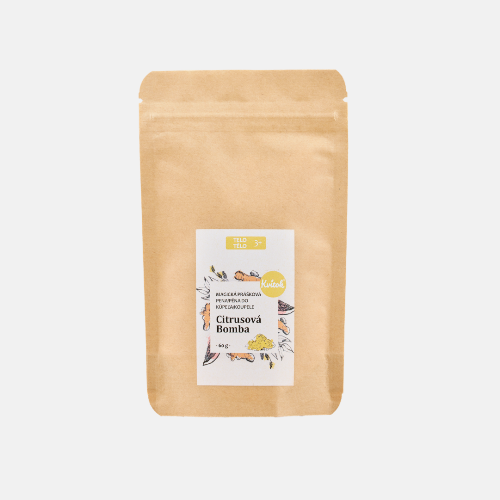 Kvitok Magická pěna do koupele v prášku Citrusová bomba 60 g