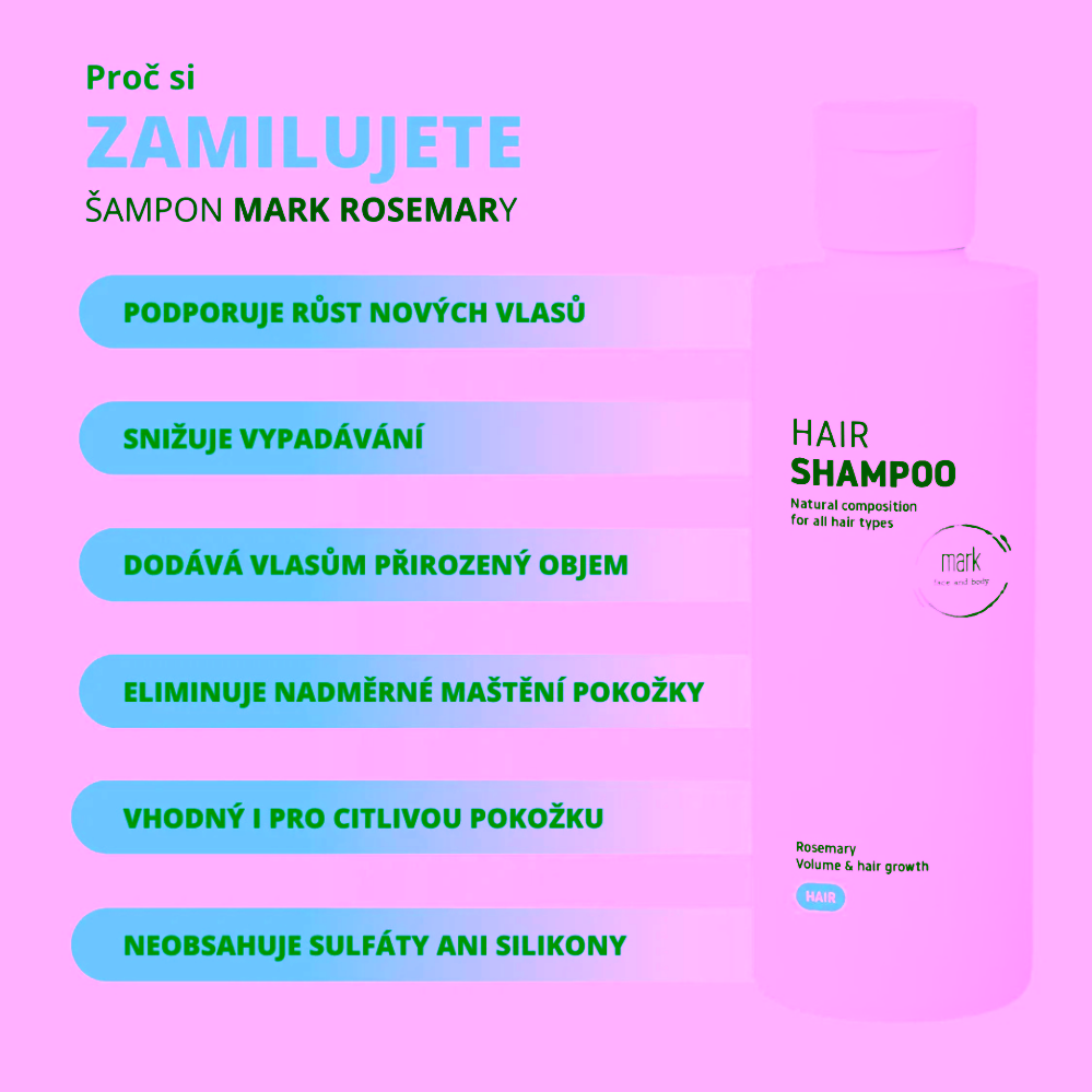 MARK Cosmetics Shampoo Rosemary & Coffein proti vypadávání vlasů a k obnově růstu