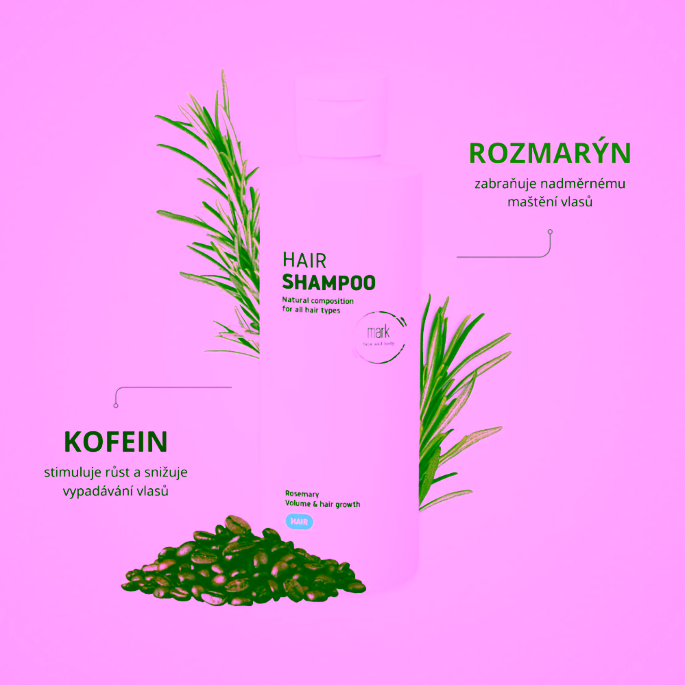 MARK Cosmetics Shampoo Rosemary & Coffein proti vypadávání vlasů a k obnově růstu