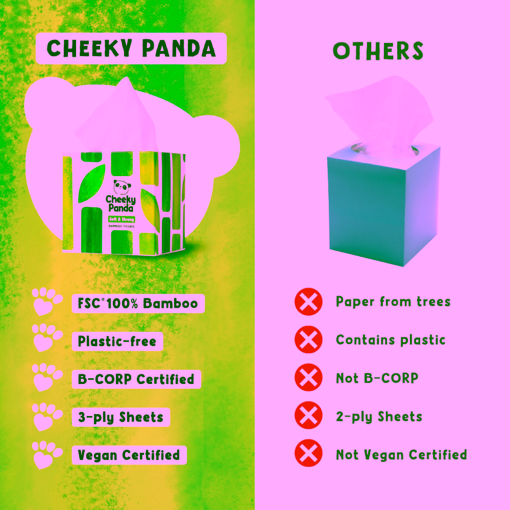 The Cheeky Panda Jednorázové bambusové kapesníky bílé 3 vrstvé v boxu