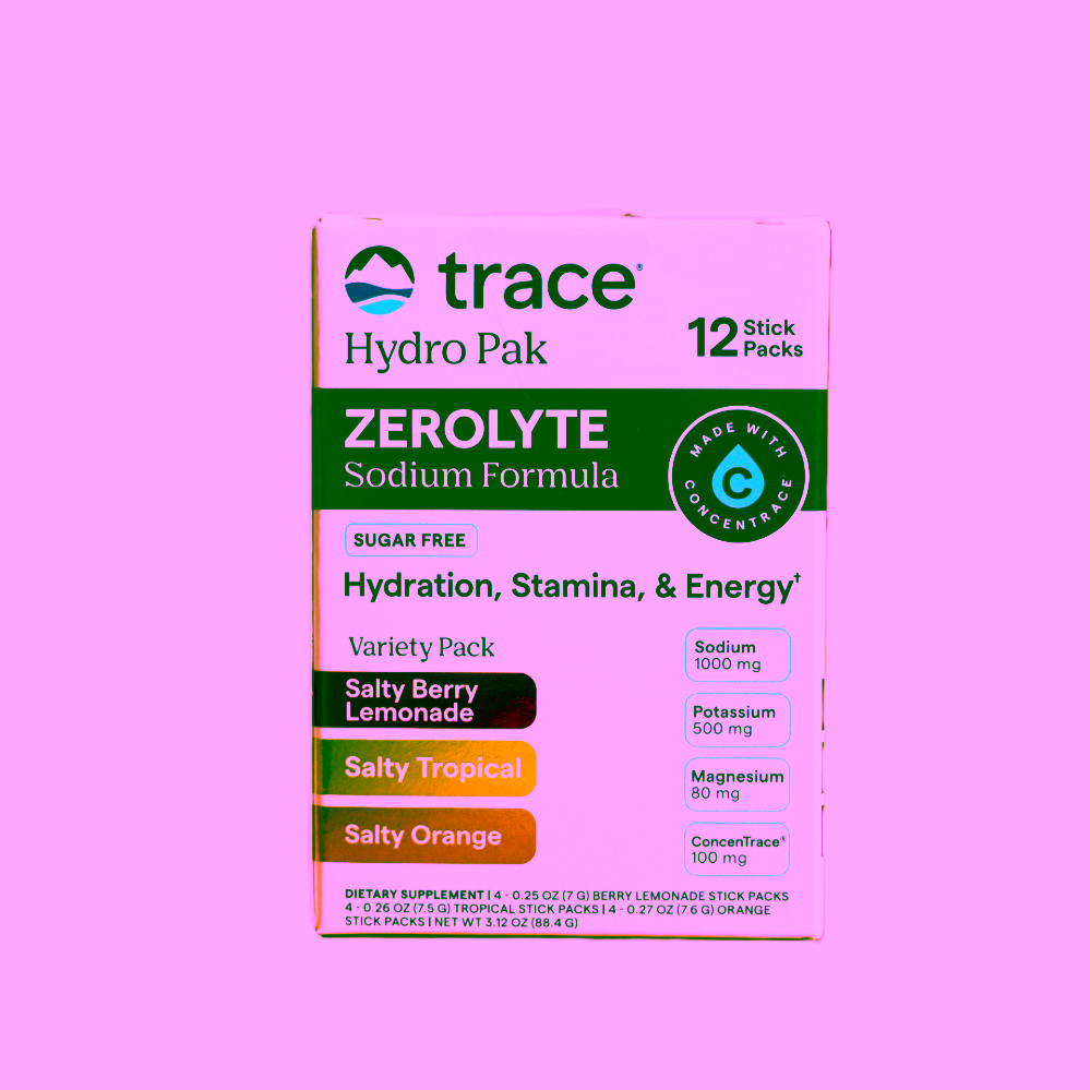 Trace Minerals Zerolyte elektrolyty Variety pack Tropical Lesní plody Pomeranč