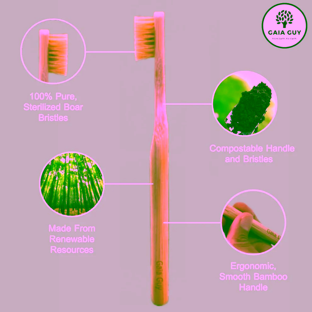 Gaia Guy Dětské bambusové zubní kartáčky s kančími štětinami 6 ks