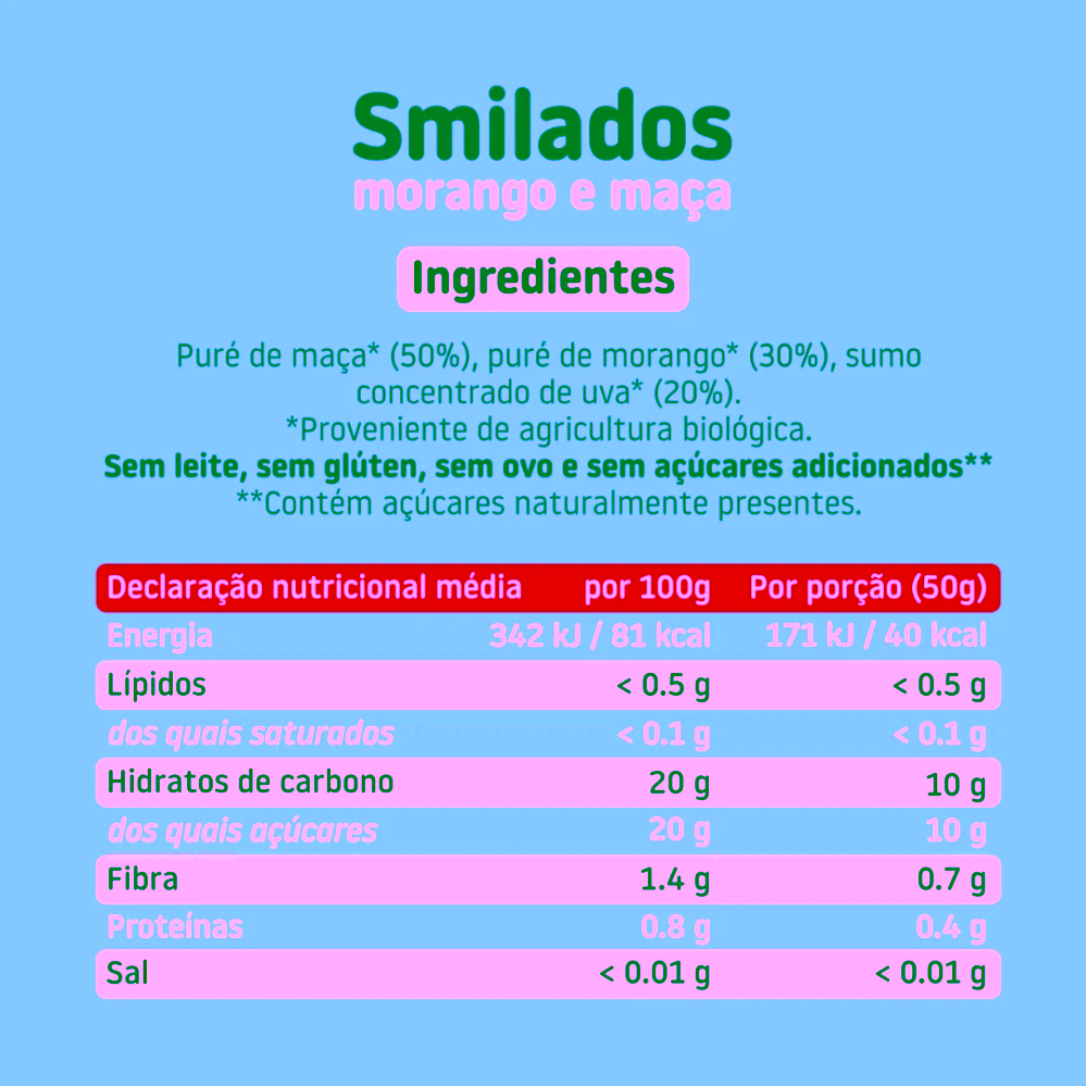 Smileat BIO 100% ovocné zmrzlinky k zamražení jahoda & jablko