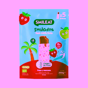 Smileat BIO 100% ovocné zmrzlinky k zamražení jahoda & jablko