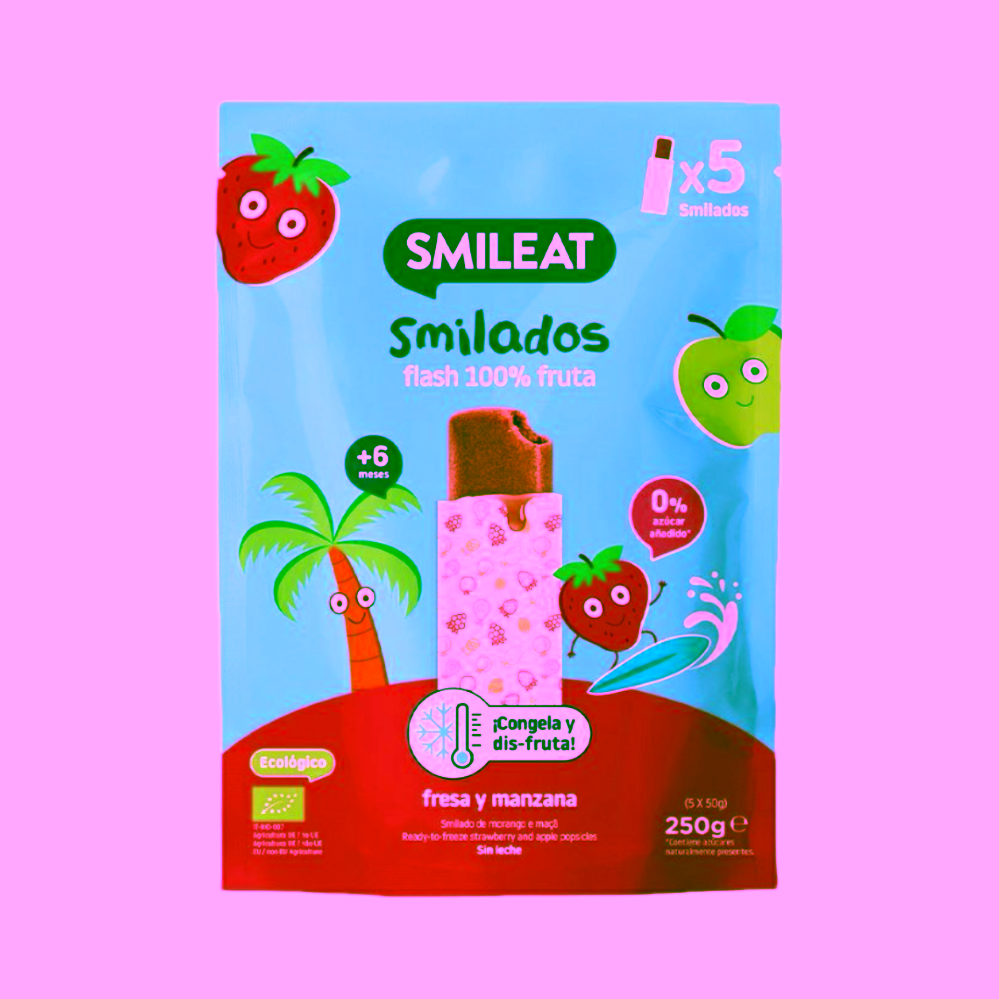Smileat BIO 100% ovocné zmrzlinky k zamražení jahoda & jablko