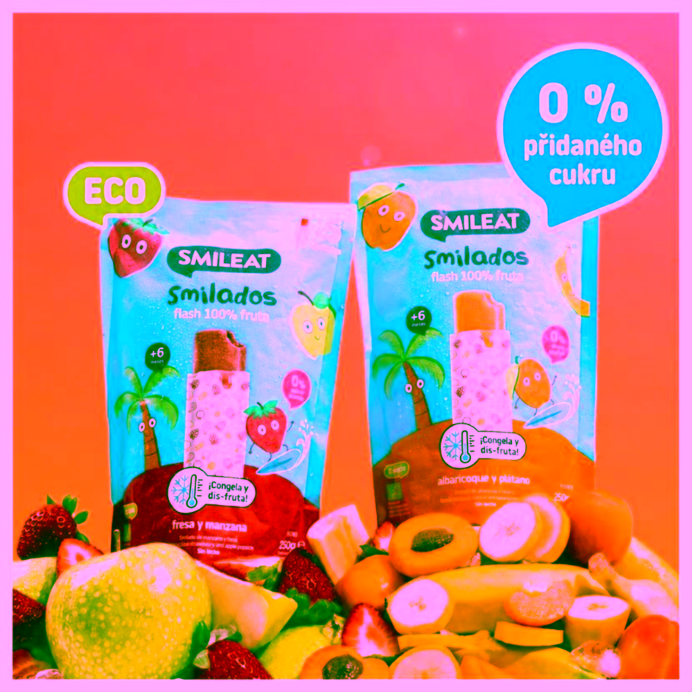 Smileat BIO 100% ovocné zmrzlinky k zamražení meruňka & banán