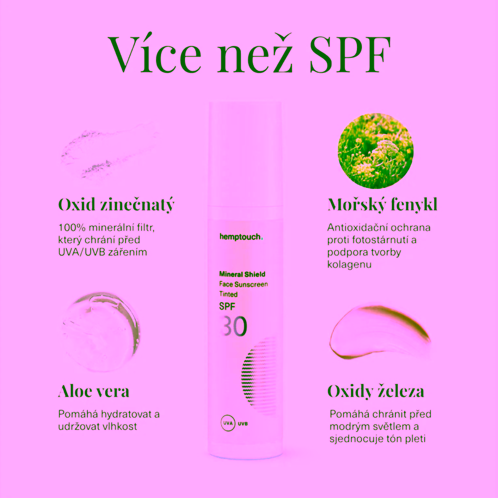 Hemptouch Minerální tónovaný opalovací krém na obličej Mineral Shield SPF 30