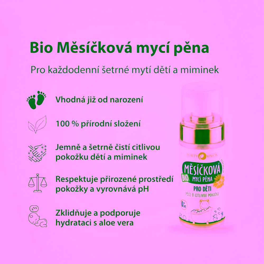 Purity Vision Bio Měsíčková mycí pěna pro děti